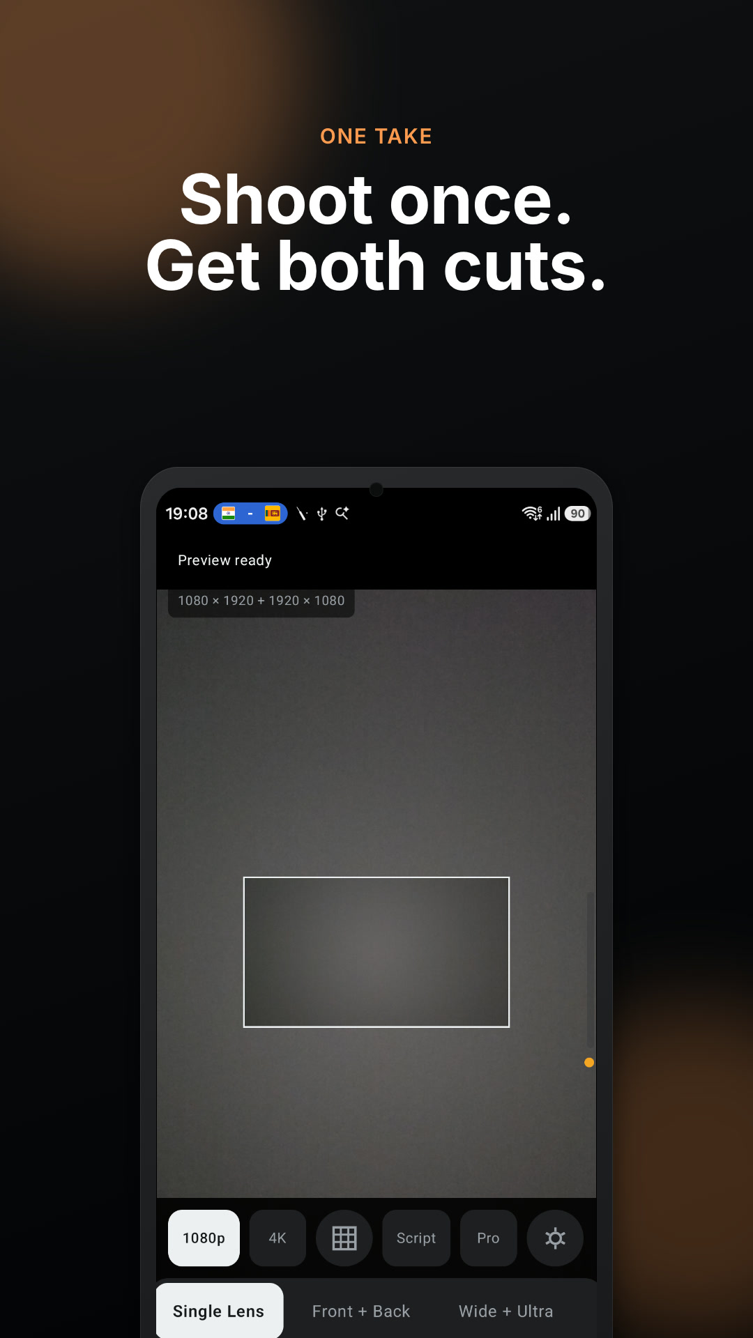 DualAspect showing vertical and horizontal recording guides